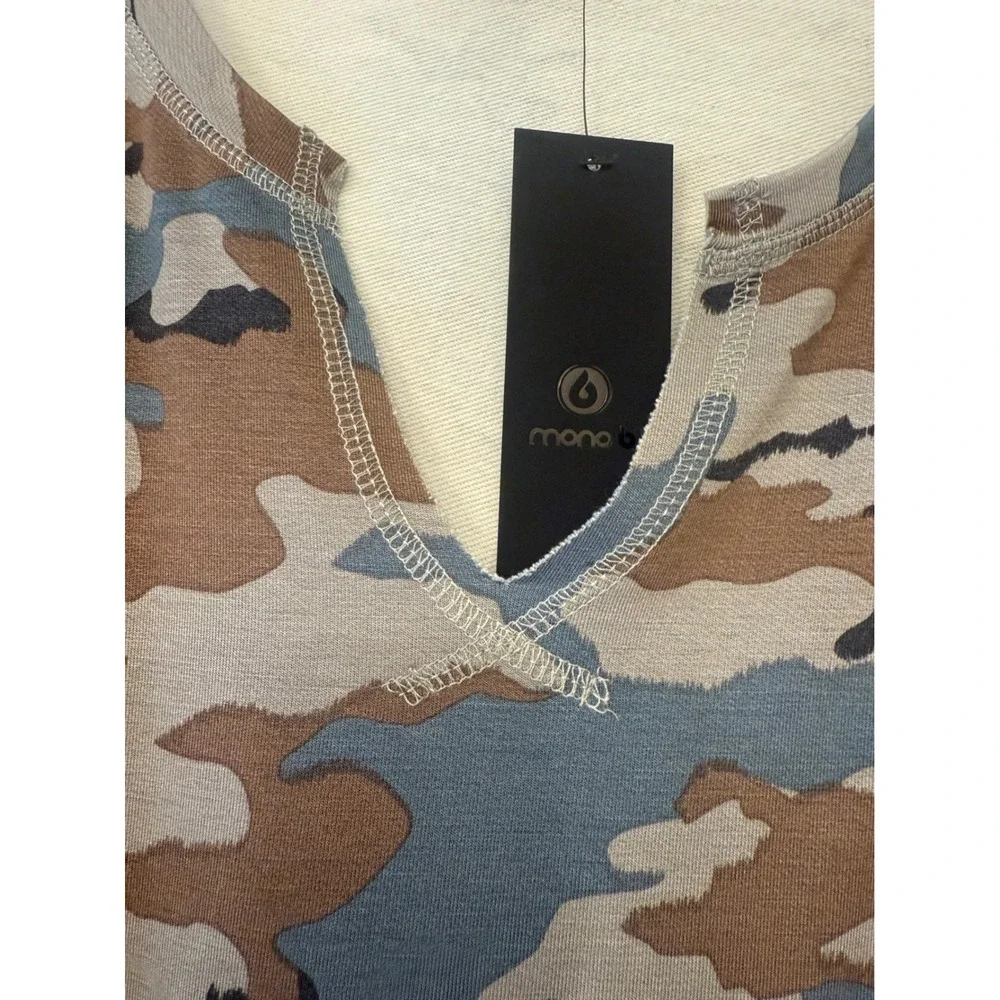 Mono B Camo Print Long Sleeve Top V-Neck Casual Stylish‎ Pullover plus size 1X